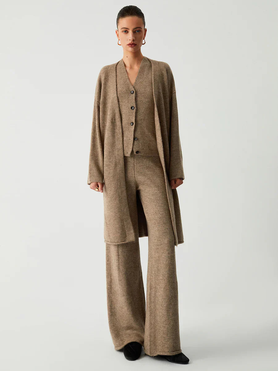 Alexandra® | Leisure Long Cardigan Three Piece Pants Set