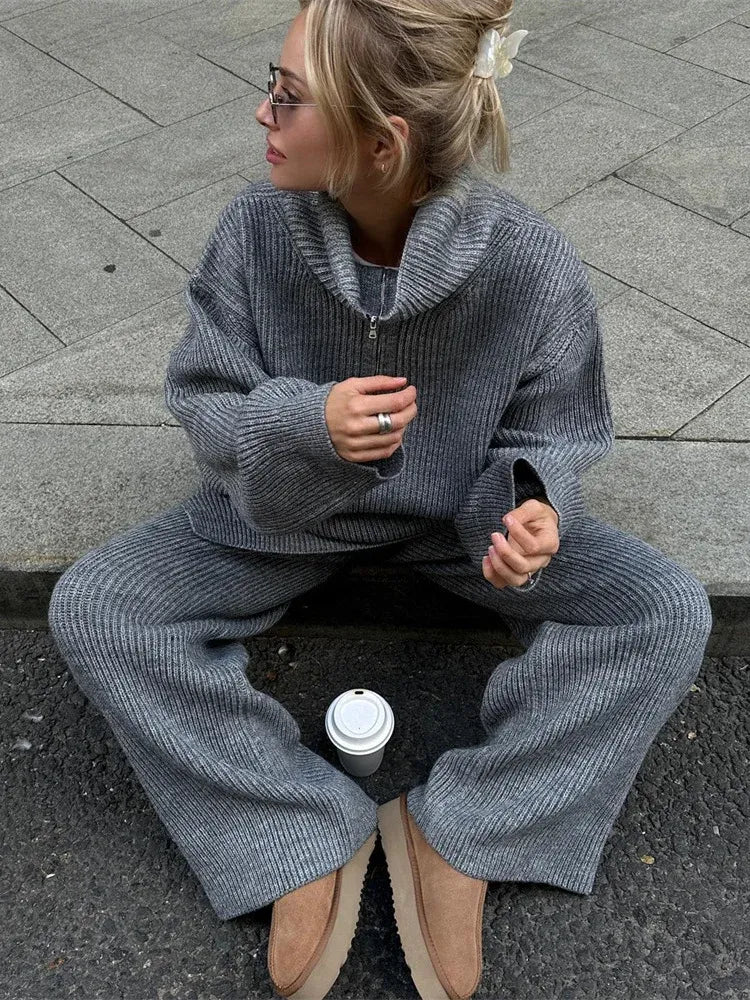 Drita® | Solid Color Half Zip Sweater Matching Set