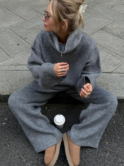 Drita® | Solid Color Half Zip Sweater Matching Set