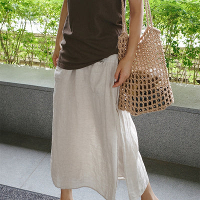 Jule® | MV Elegant Linen Wide-Leg Pants With Double Pockets Skirt