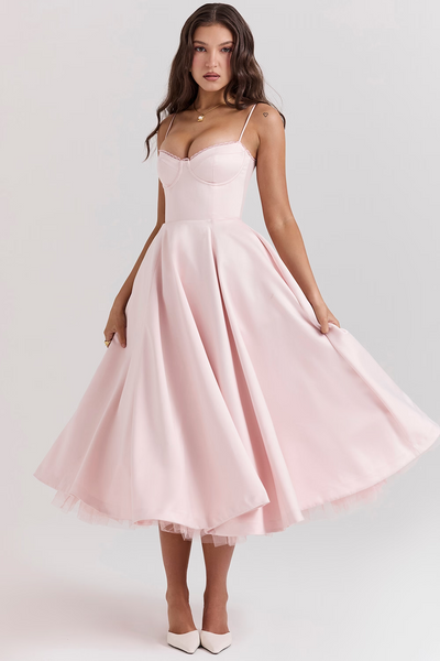 Isabelle® | Luce - satin tulle midi dress