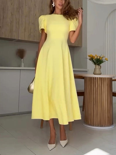 Tilde® | Elegant High-neck Bud Sleeve Midi Dress