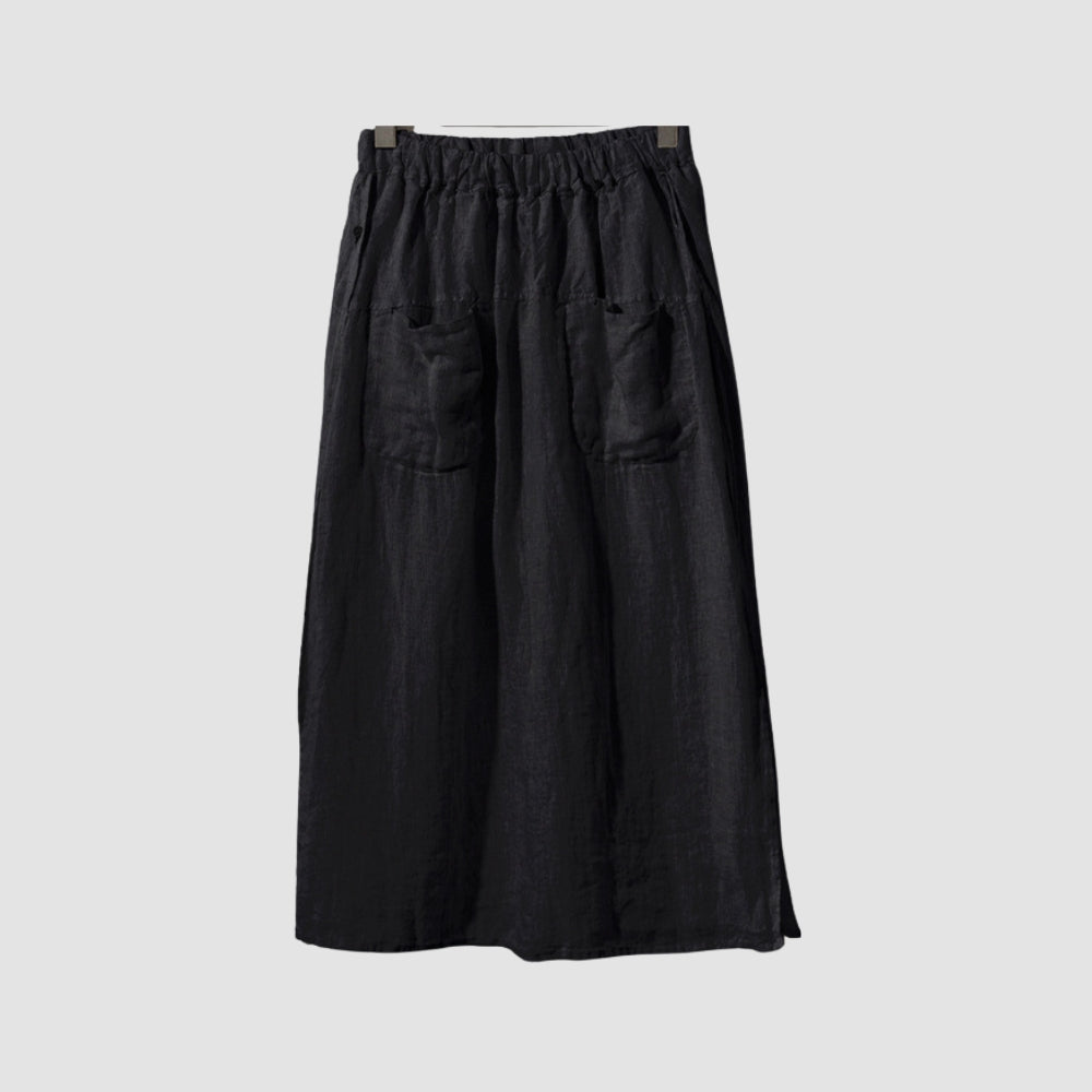 Jule® | MV Elegant Linen Wide-Leg Pants With Double Pockets Skirt