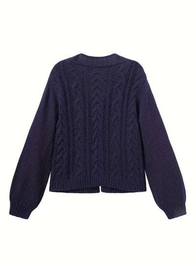 Aine® | Deep V-neck Navy Blue Cardigan