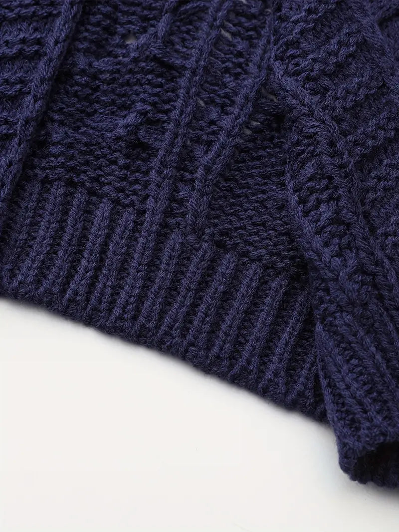 Aine® | Deep V-neck Navy Blue Cardigan