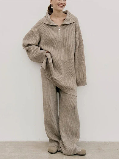 Drita® | Solid Color Half Zip Sweater Matching Set