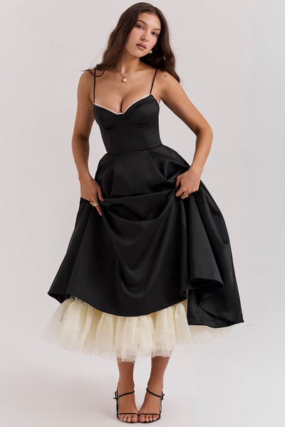 Isabelle® | Luce - satin tulle midi dress