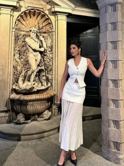 Alba® | Elegant Knitted Vest & Long Skirt Matching Set