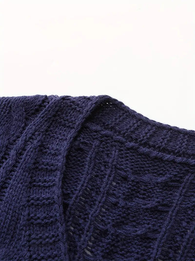 Aine® | Deep V-neck Navy Blue Cardigan