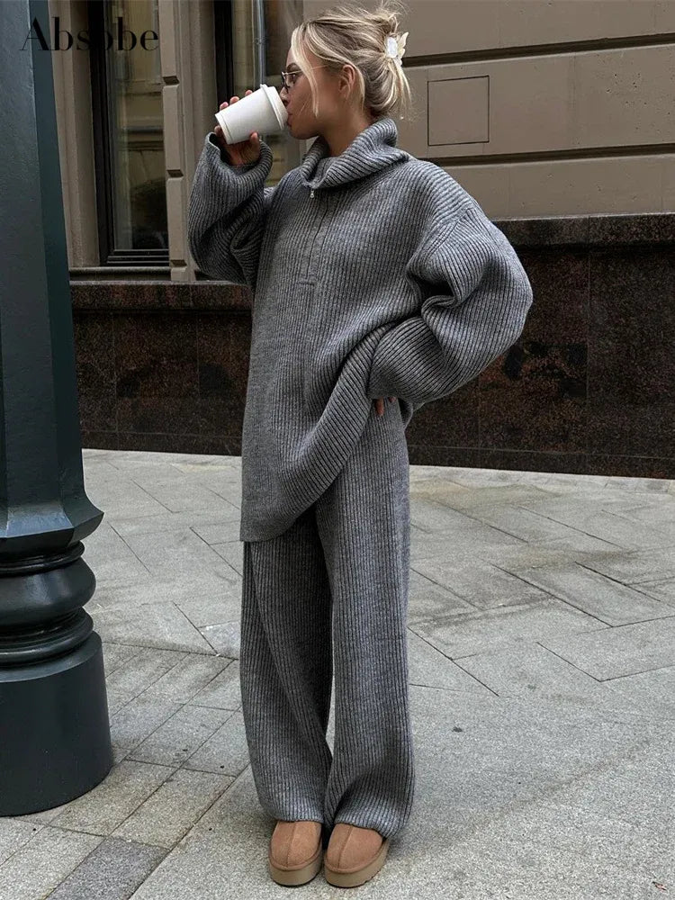 Drita® | Solid Color Half Zip Sweater Matching Set