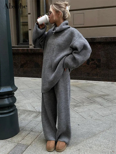 Drita® | Solid Color Half Zip Sweater Matching Set