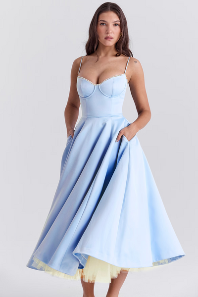 Isabelle® | Luce - satin tulle midi dress