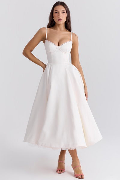 Isabelle® | Luce - satin tulle midi dress