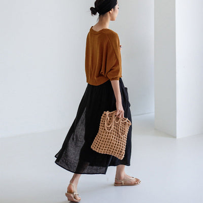 Jule® | MV Elegant Linen Wide-Leg Pants With Double Pockets Skirt