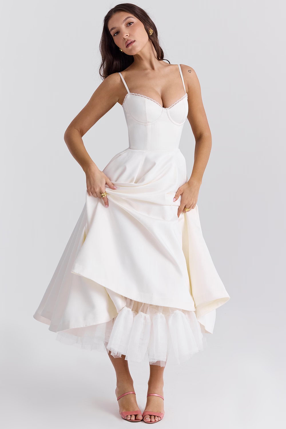 Isabelle® | Luce - satin tulle midi dress