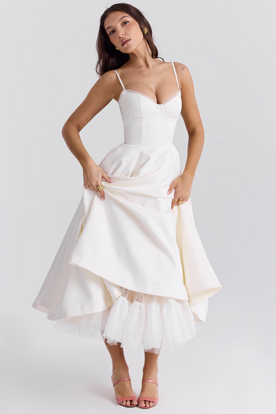 Isabelle® | Luce - satin tulle midi dress