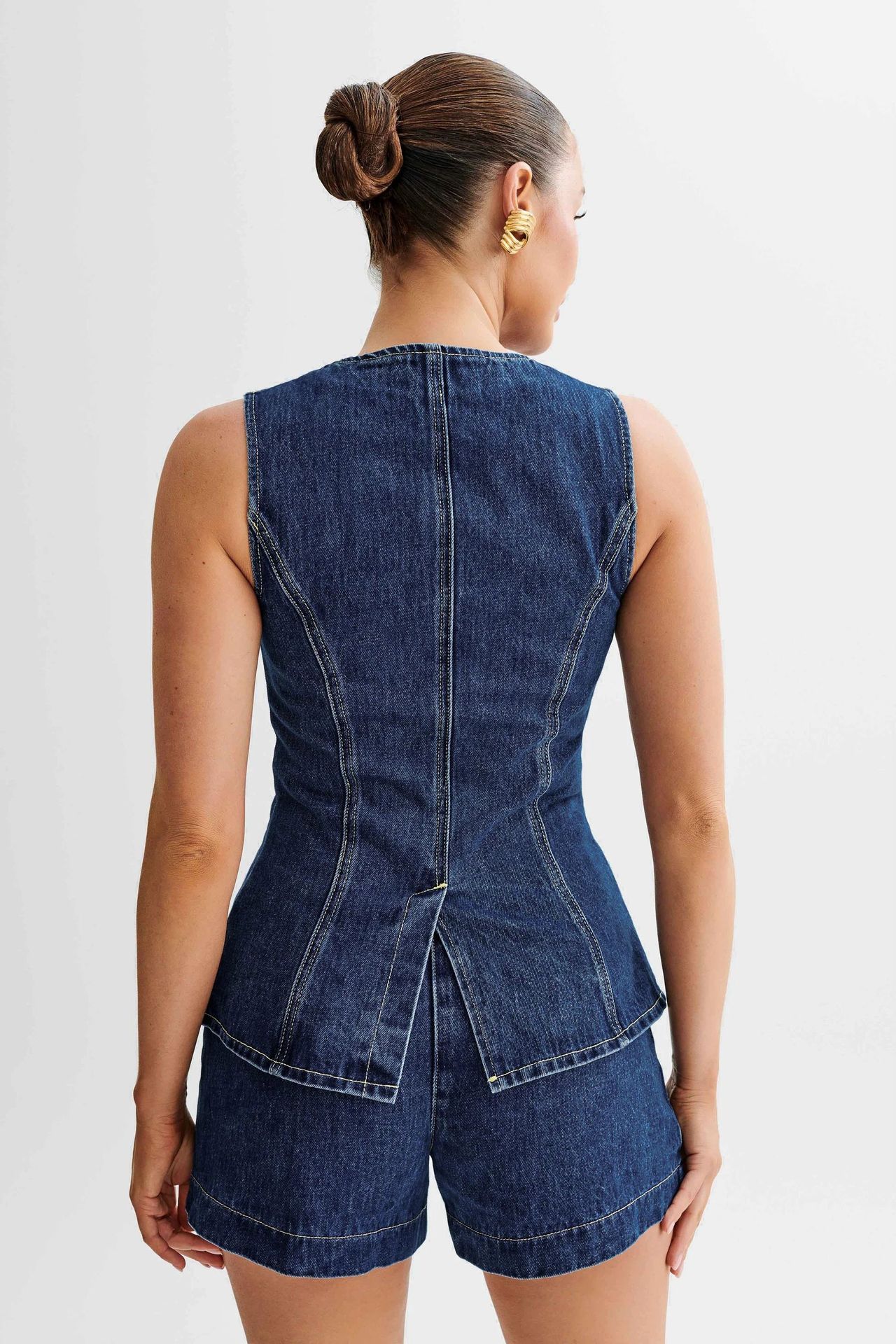 Ciara® | Denim Vest & Shorts Matching Suit