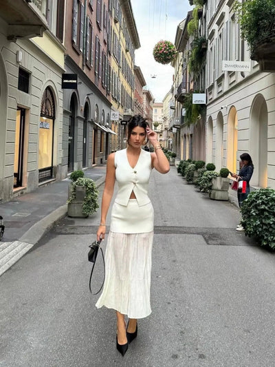 Alba® | Elegant Knitted Vest & Long Skirt Matching Set