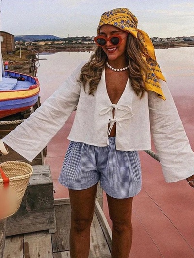 Anaïs® | Casual Style V Bell Tied Top