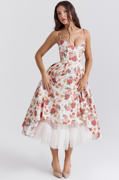 Isabelle® | Luce - satin tulle midi dress