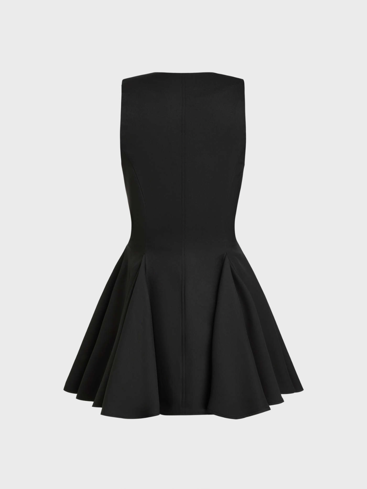 Nadia® | V-neck Solid Button Ruffle Hem Mini Dress