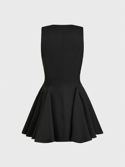 Nadia® | V-neck Solid Button Ruffle Hem Mini Dress