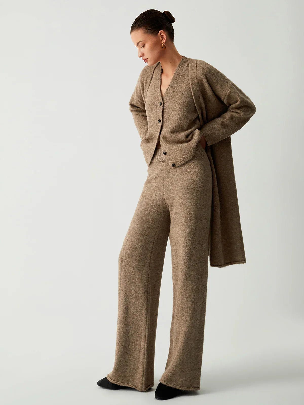 Alexandra® | Leisure Long Cardigan Three Piece Pants Set