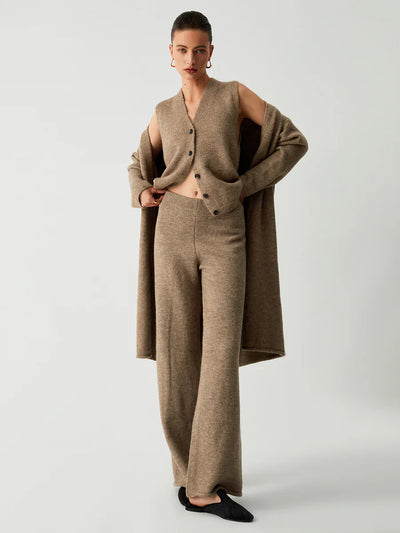 Alexandra® | Leisure Long Cardigan Three Piece Pants Set