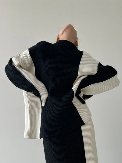 Zuzana® | Stripe Two Piece Knit Skirt Matching Set