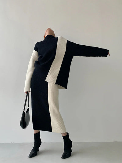 Zuzana® | Stripe Two Piece Knit Skirt Matching Set