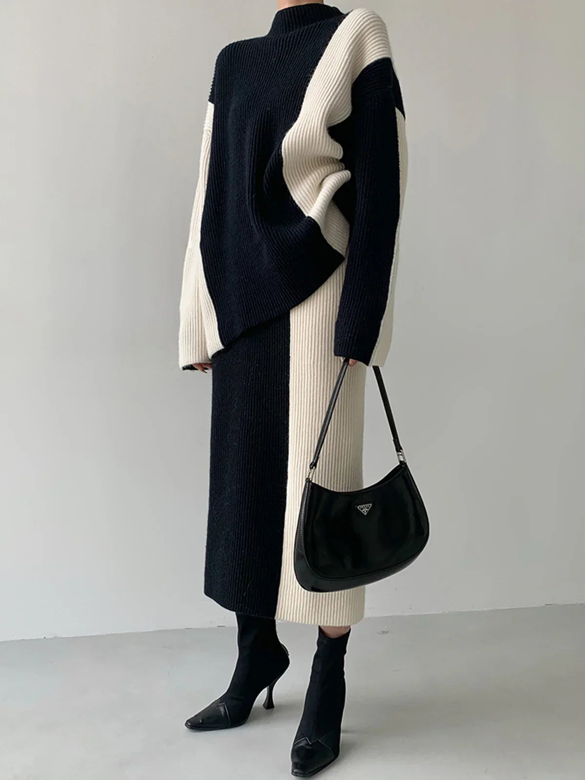 Zuzana® | Stripe Two Piece Knit Skirt Matching Set