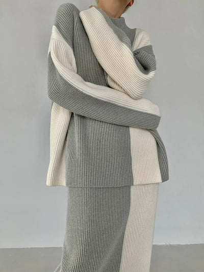 Zuzana® | Stripe Two Piece Knit Skirt Matching Set