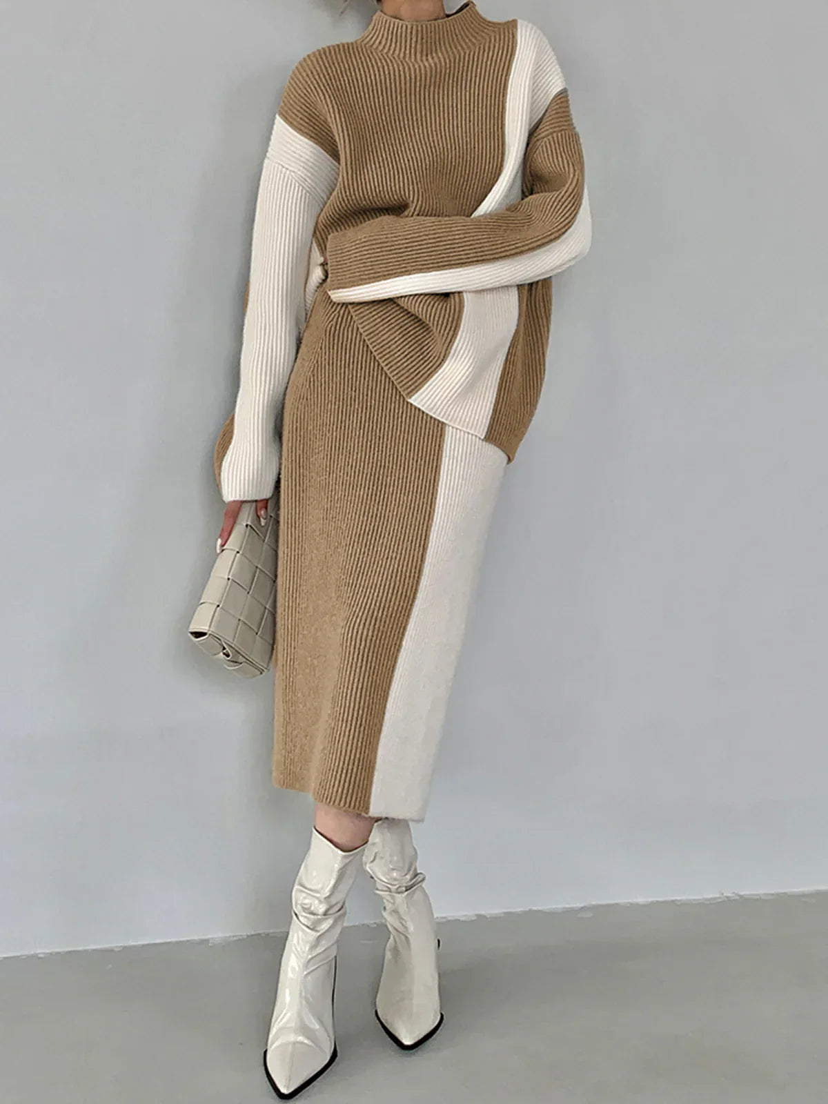 Zuzana® | Stripe Two Piece Knit Skirt Matching Set