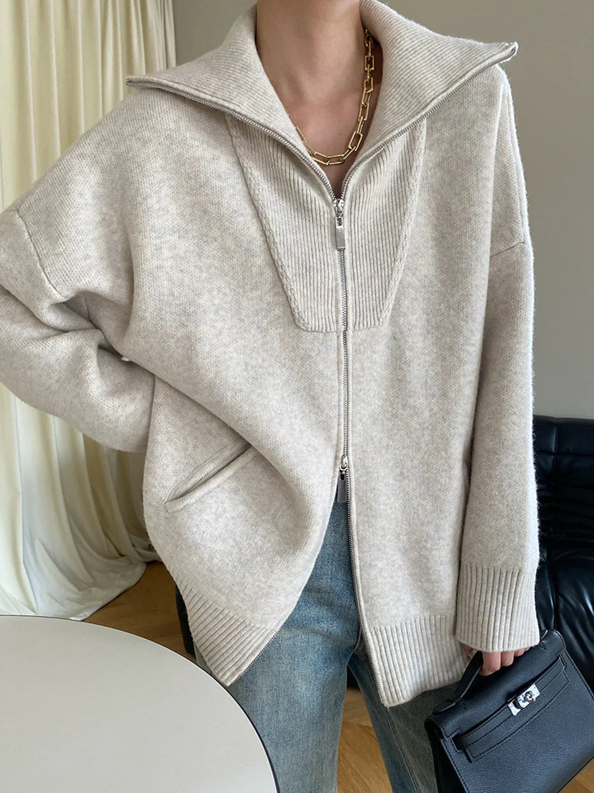 Zofia® | Oversized Open Collar Cardigan
