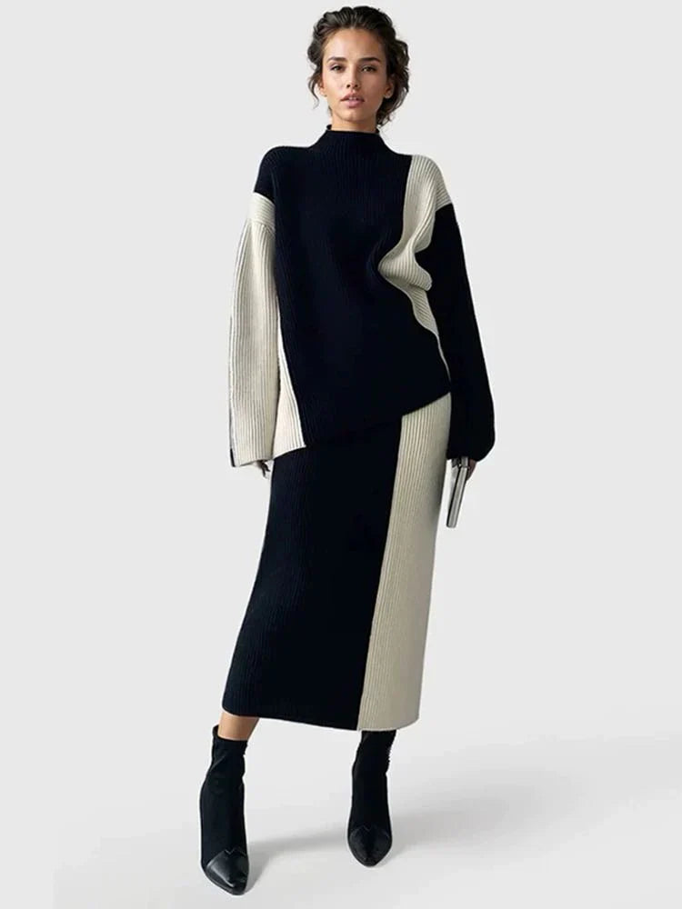 Zuzana® | Stripe Two Piece Knit Skirt Matching Set