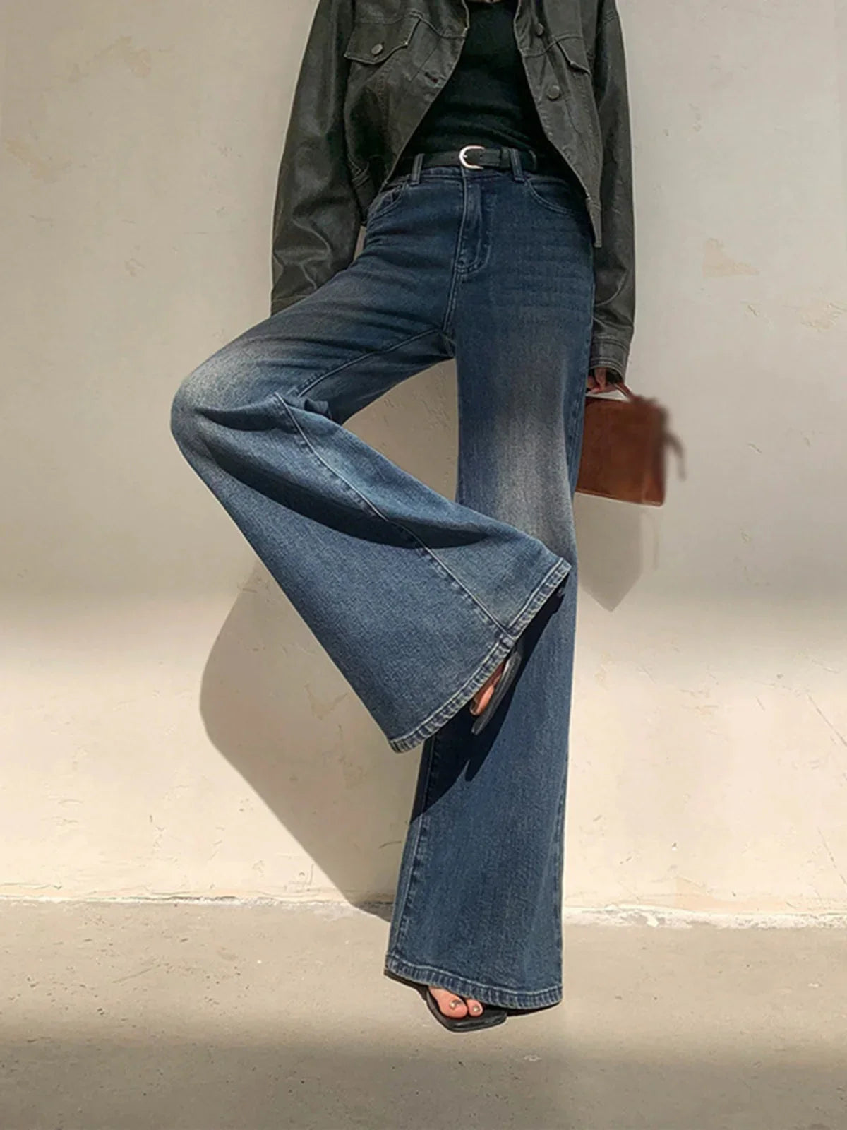 Agnieszka® | Vintage Denim Washed Wide Leg Jeans
