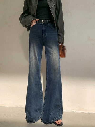 Agnieszka® | Vintage Denim Washed Wide Leg Jeans