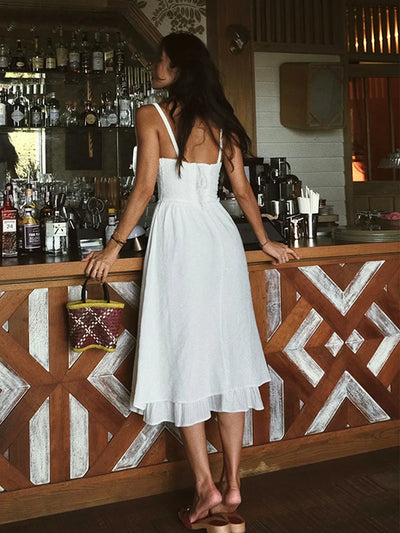 Astrid® | Ruffle Hem Cami Plain Midi Dress