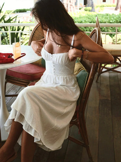 Astrid® | Ruffle Hem Cami Plain Midi Dress