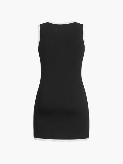Julia® | Multi Pocket Button Sleeveless Short Sweater Dress