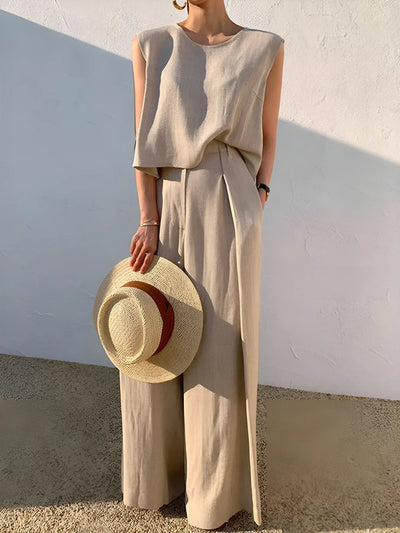 Alyona® | Linen Blends Casual Pants Matching Suit