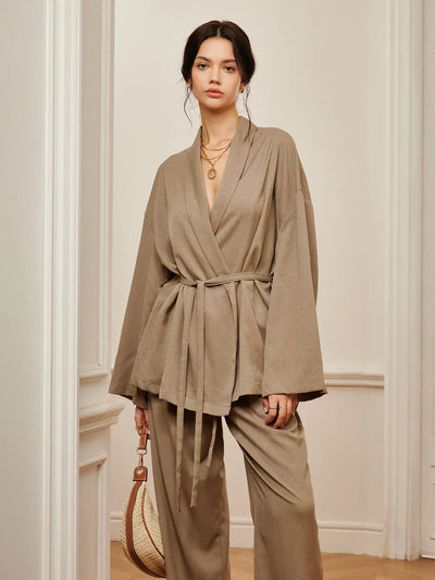 Olga® | Leisure Belted Wrap Pants Set