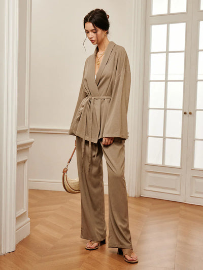 Olga® | Leisure Belted Wrap Pants Set