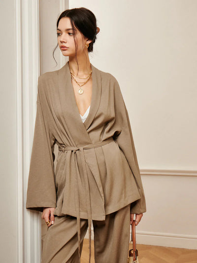 Olga® | Leisure Belted Wrap Pants Set