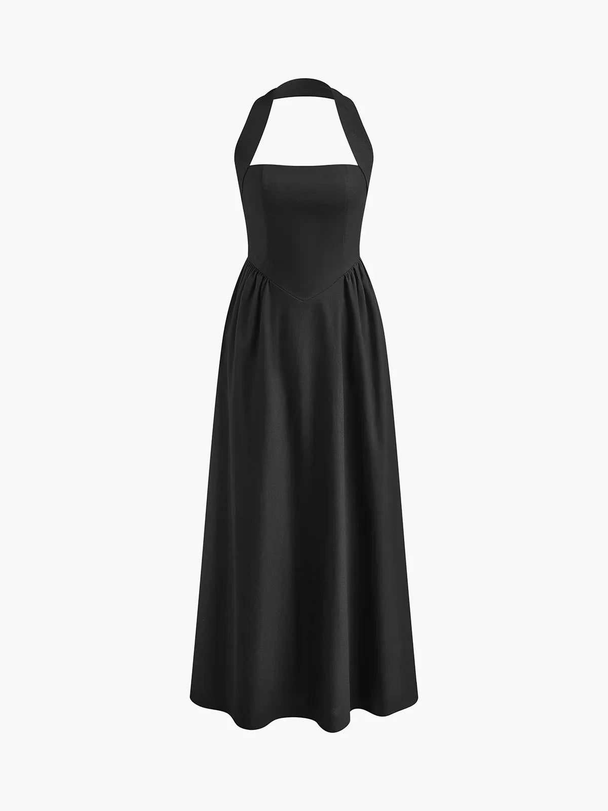 Ayşe® | Simple and Chic Cotton & Linen Halter A Line Long Dress