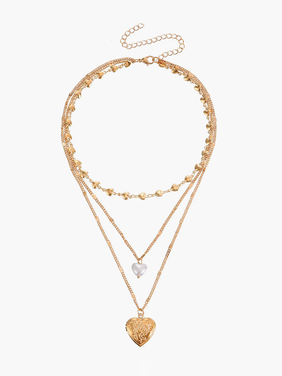 Dasha® | Triple Layered Heart Charm Necklace