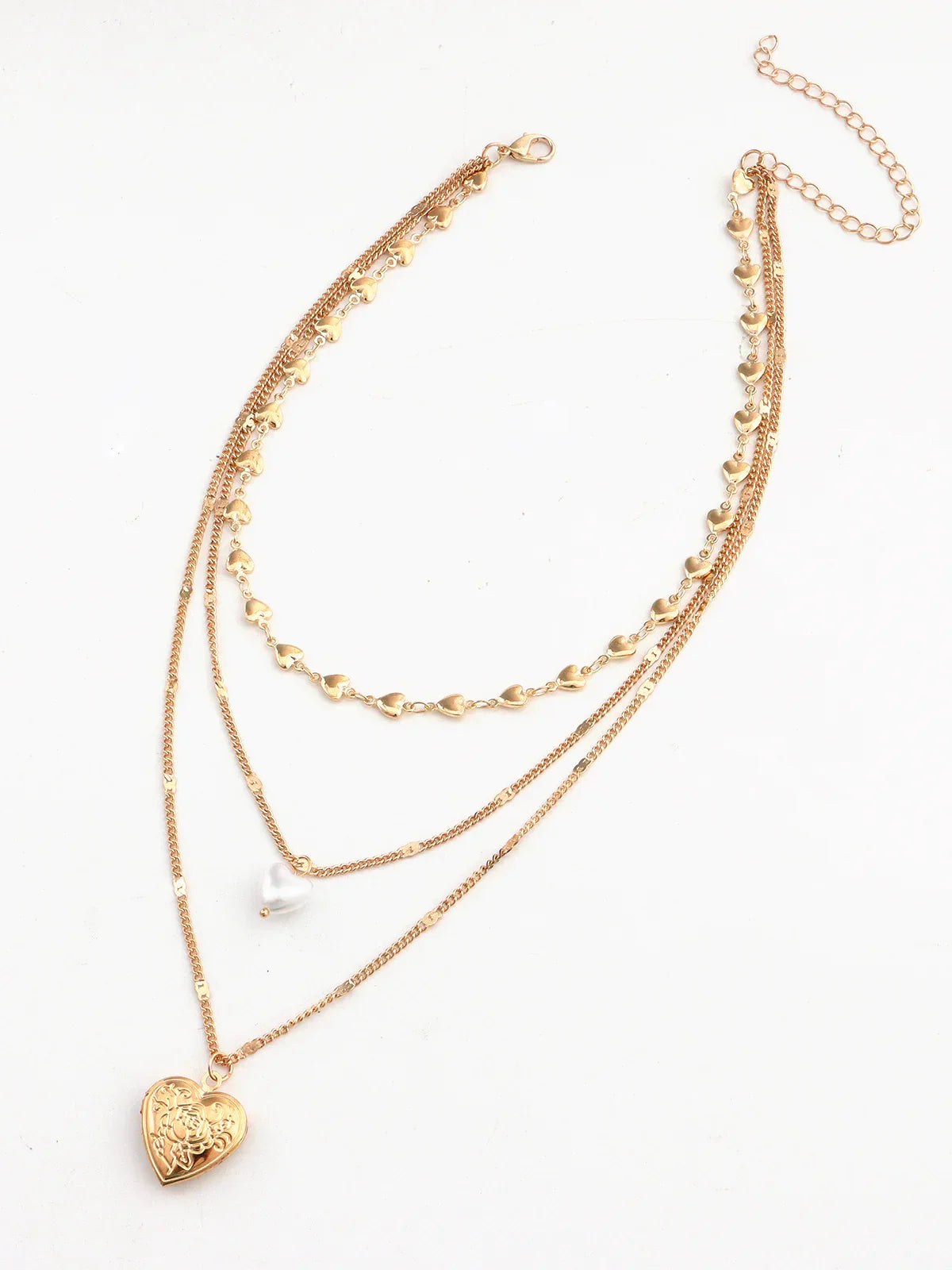 Dasha® | Triple Layered Heart Charm Necklace
