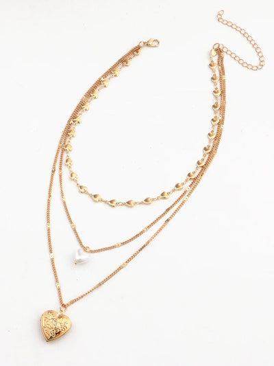 Dasha® | Triple Layered Heart Charm Necklace
