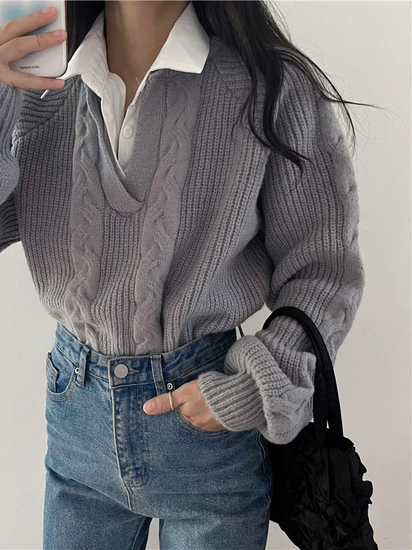 Adelaida® | 2 in 1 Twist Polo Sweater