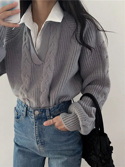 Adelaida® | 2 in 1 Twist Polo Sweater